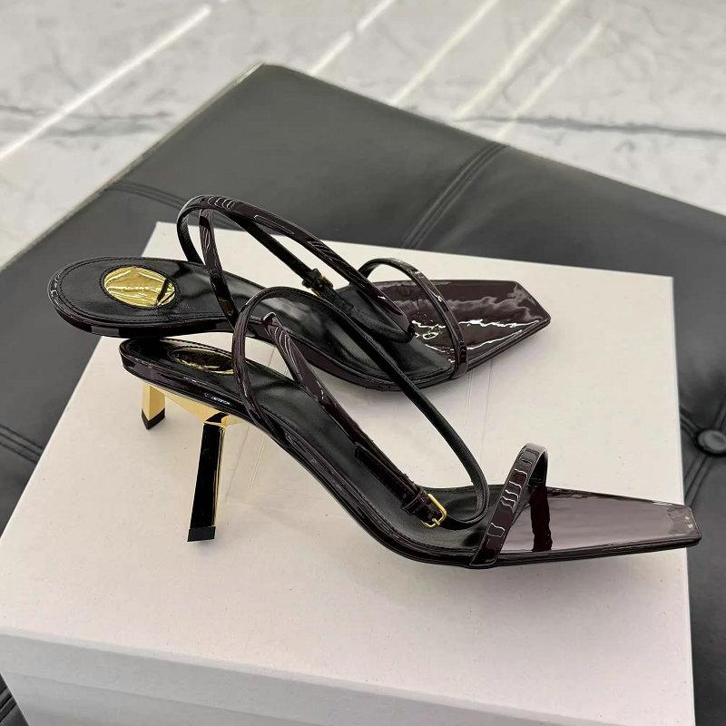 Fashion 2025 New Fashion High-Heeled Square Sandals A Word Temperament Sexy Thin Heels Open Toe Women'S Shoes