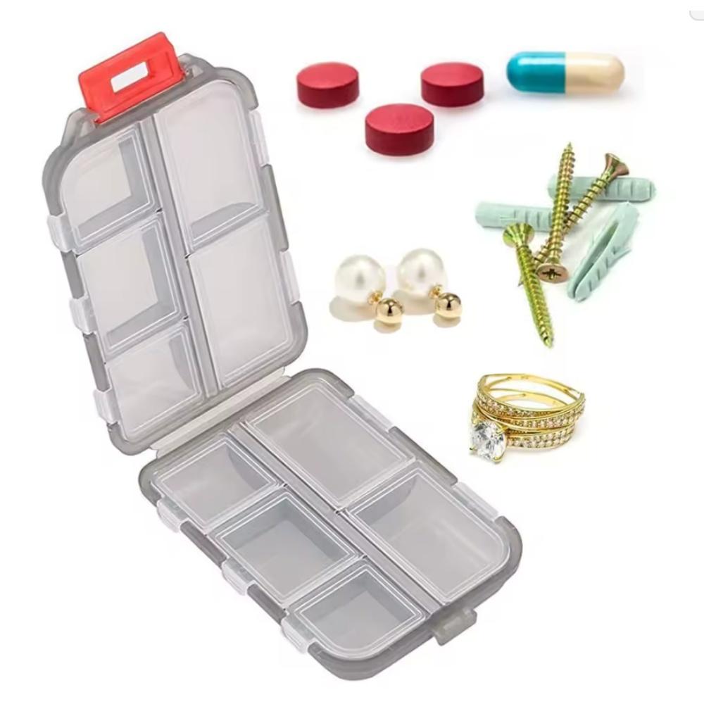 10 Compartments Travel Pill Organizer Pocket Portable Pill Storage Box Case Daily Pill Container or Purse Fish Oil Medicine