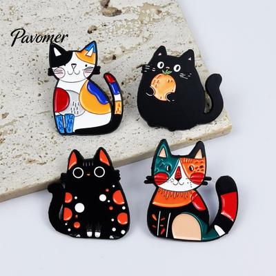 Cat Hat Badge Cartoon Alloy Brooch Pin, Mini Enamel Animal Shape Ornament Clothing Jewelry Accessory for Women Men Decoration Pin