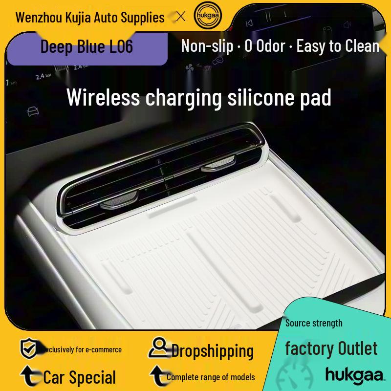 

Dark Blue L06 Wireless Charging Silicone Anti-slip Car Interior Pad