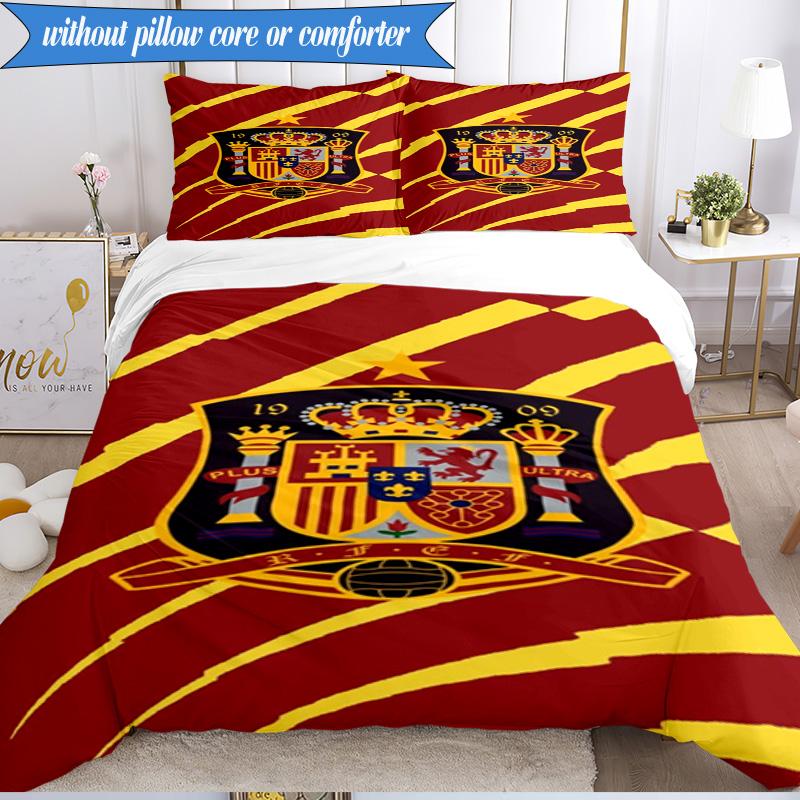 Set Biancheria da Letto 3 Pezzi con Stemma Calcio Spagnolo Gruppo Musicale K-pop, Ideale per Camera da Letto, Dormitorio, Include Copripiumino e 2 Federe, Regali per Fan