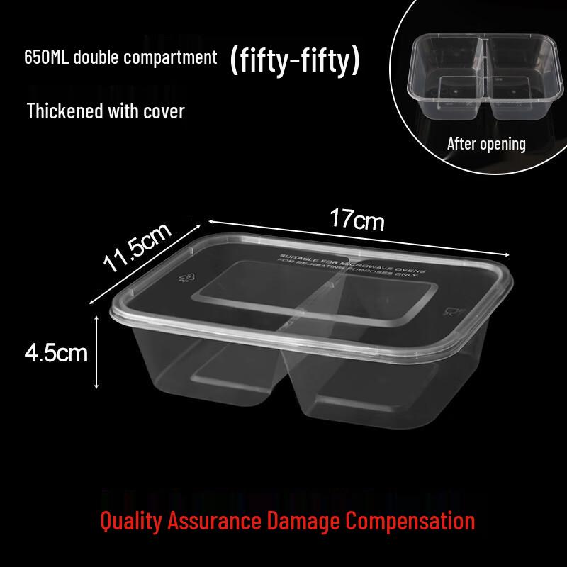 650ml 3-Compartment Disposable Plastic Lunch Box