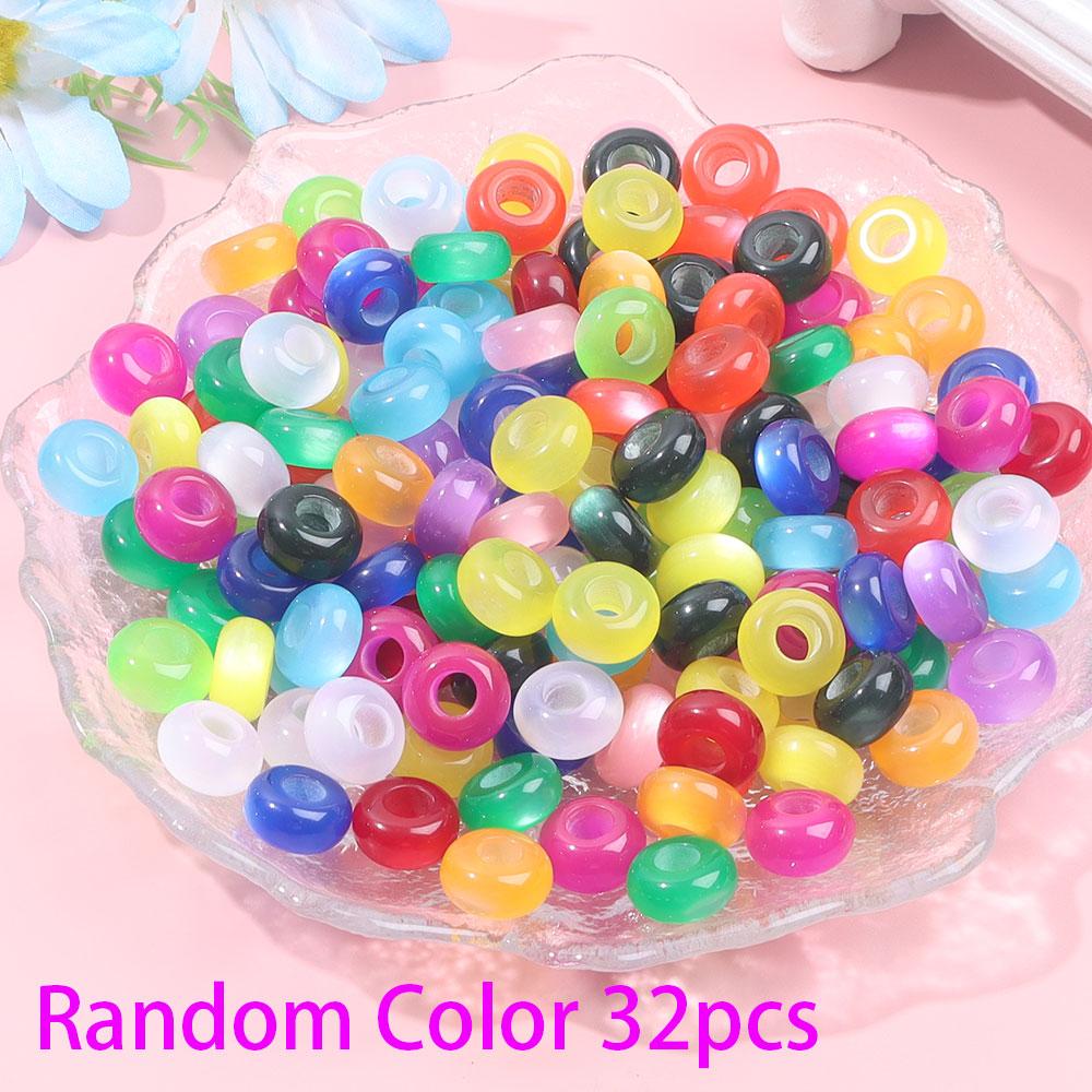 8/16/32pcs resin material circular European style large hole bead jewelry making decorative bead bracelet large hole spacer bead