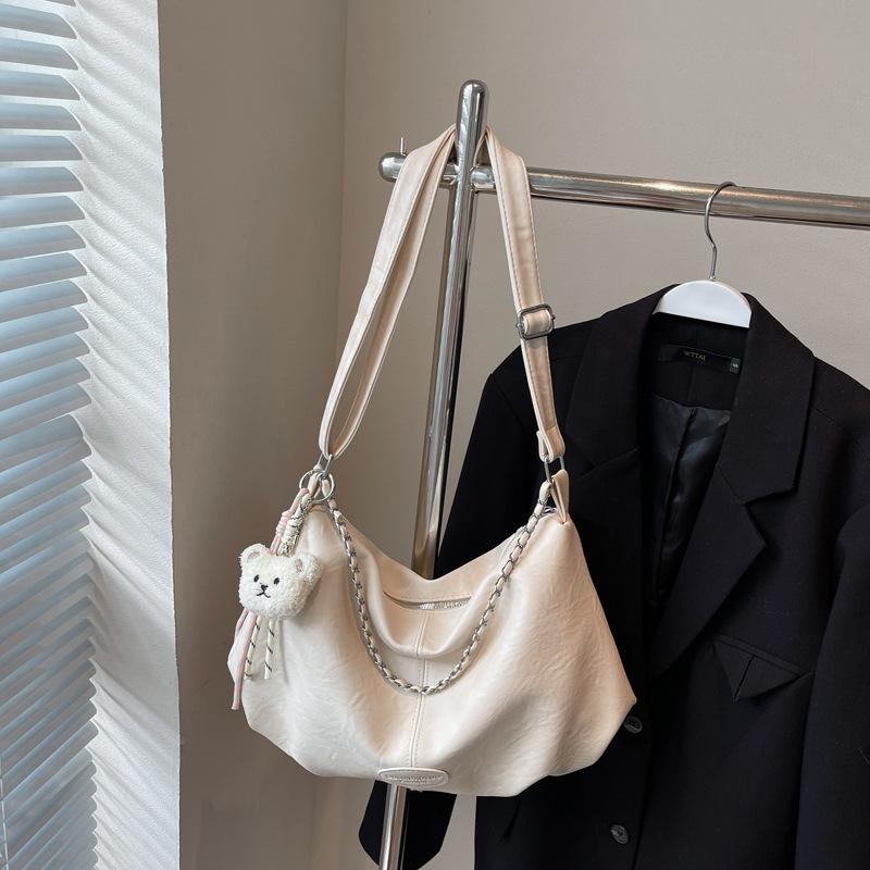 Large-capacity retro bag women's autumn and winter new niche casual shoulder messenger bag pleated tote bag