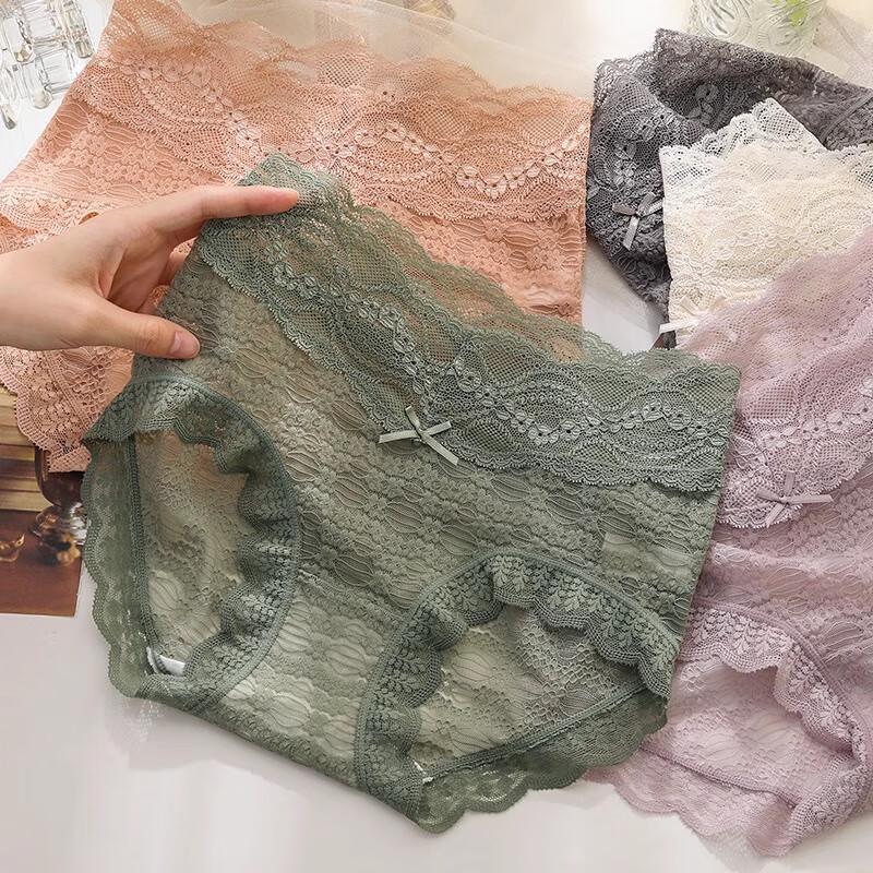 Maoren Women's Sexy Lace High-Waist Briefs, 3-Pack