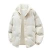 Unisex Winter Cotton Padded Jacket Warm Thick Fleece-Lined Stand Collar Casual Outerwear Teens Adults
