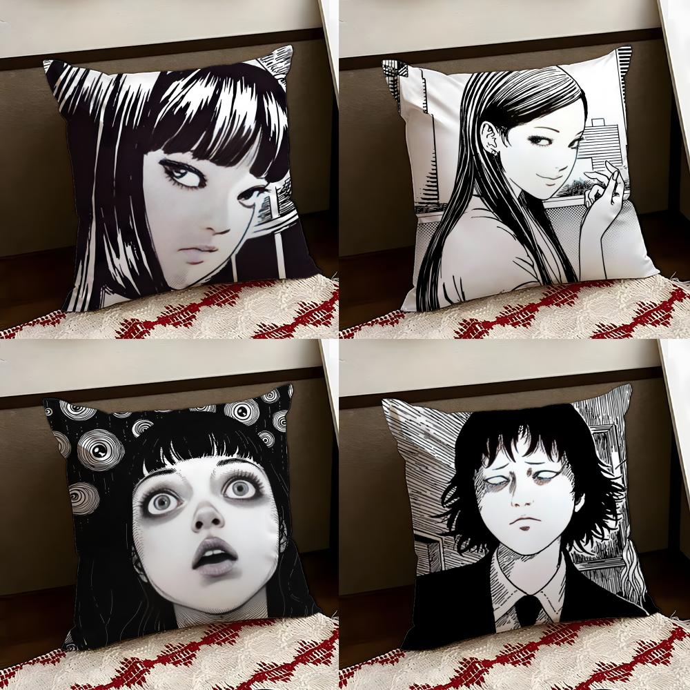 JJunji Ito Terror Horror Cushion Cover Reversible Soft Durable Pillow Cover Home Car MultiScene Use for Daily Comfort