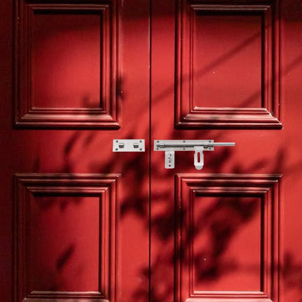 Slide Door Latch Lock Stainless Steel Sliding Bolt Anti-Theft Security Fastener for Gates Cabinets Padlocks Easy to Install No