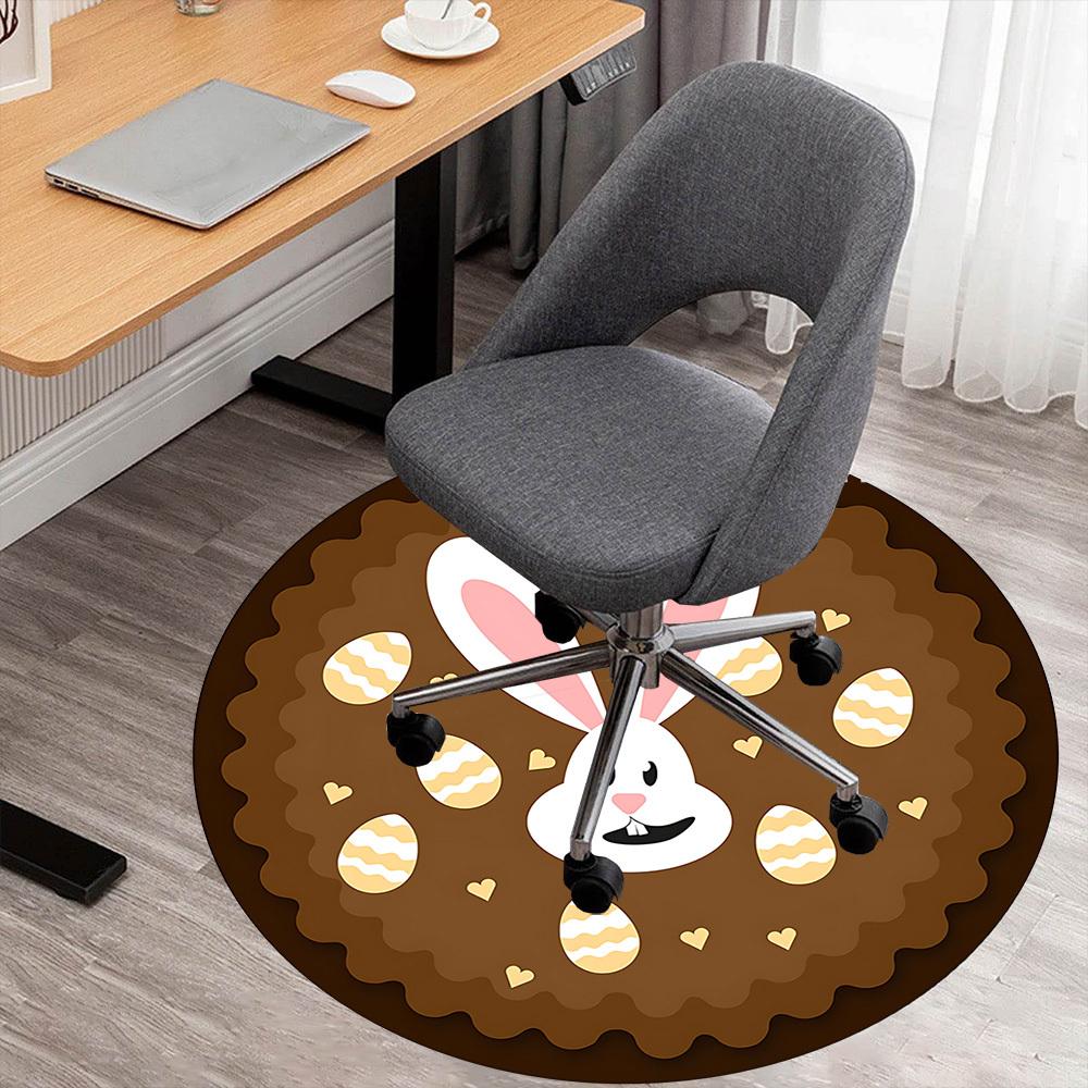 1pc Egg Rabbit Round Chair Mat Area Rug - Non-Slip, Floor Mat for Office, Bedroom, and Indoor Decor C1125171