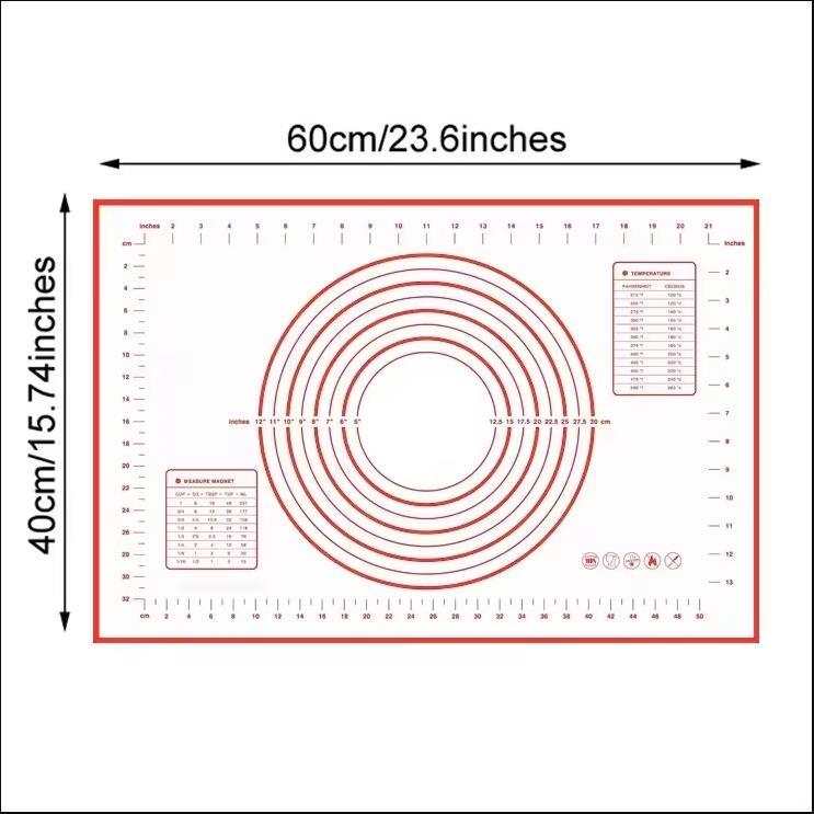 

Антипригарний силіконовий килимок для випічки 40*60 см із лускою для розкочування тіста, килимок для замішування, кухонний інструмент для приготування їжі 40x60cm червоний