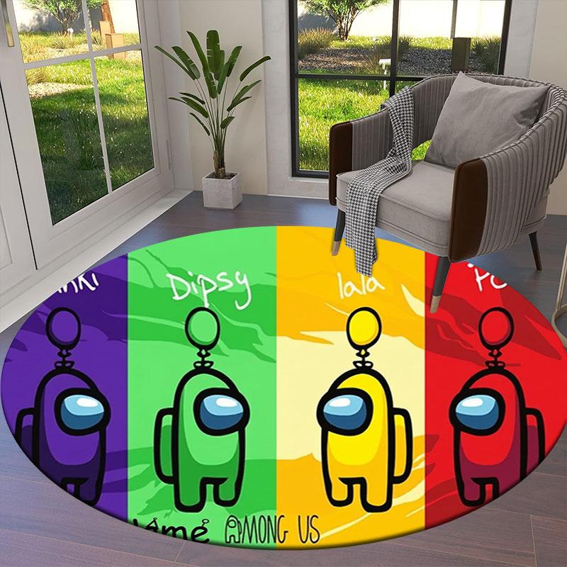 Among Us Custom Name Round Area Rug,Carpet Rug for Living Room Bedroom Sofa Playroom Decor,Non-slip Floor Mat