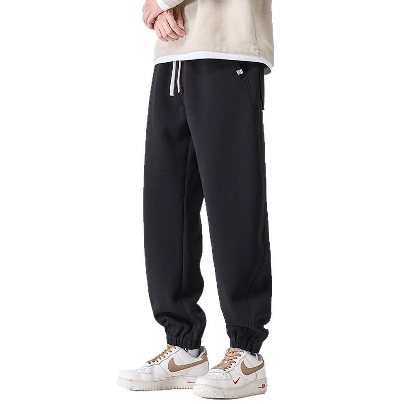 Ins Solid Color Simple Trendy Brand Tied Feet Nine-point Pants Sweatpants Men's Loose and Comfortable Elastic Waist Sports Casual Pants