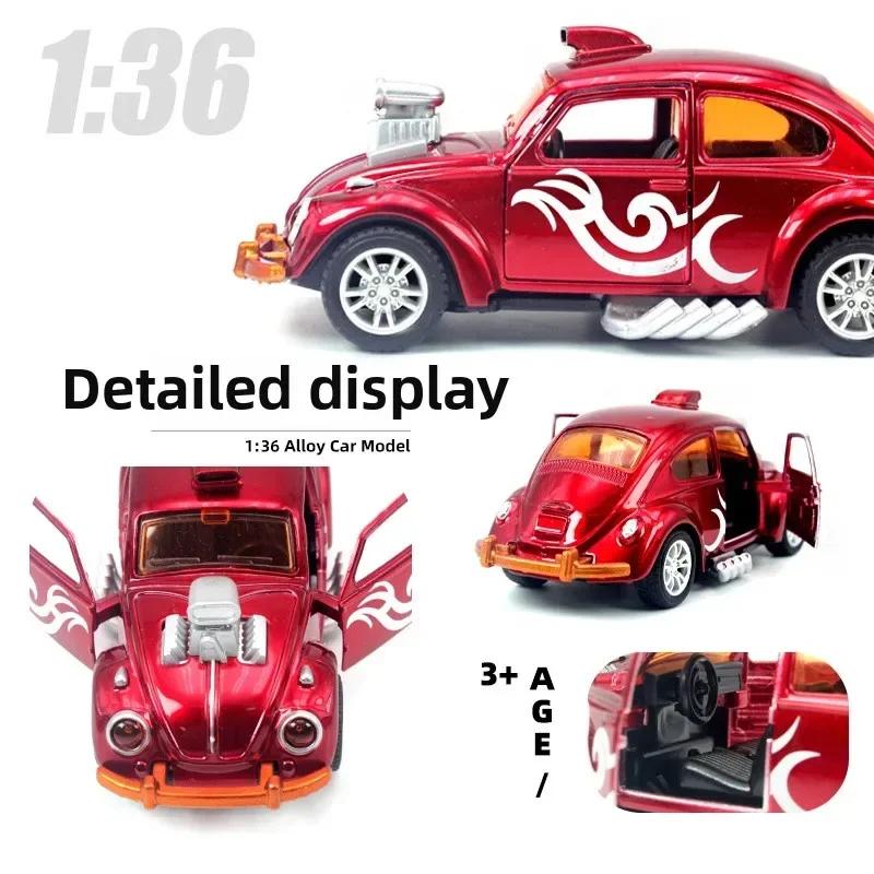 1:36 Legierung Rückzieh-Doppeltür Trägheits-Panzer Klassisches Auto Insektenmodell Cartoon Niedliches Ornament