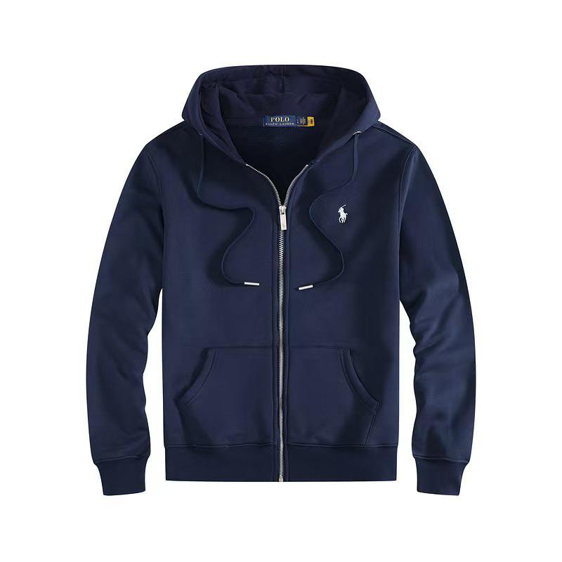 Men's Embroidered Polo Horse Zipper Hoodie - Spring/Autumn Solid Color Plus Size Cardigan