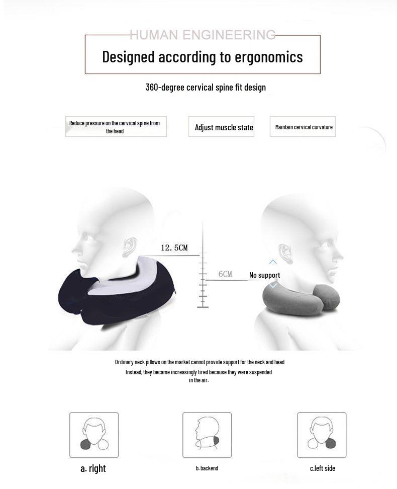 Cartoon Memory Foam U-Shaped Travel Neck Pillow for Airplane, Car & Student Use