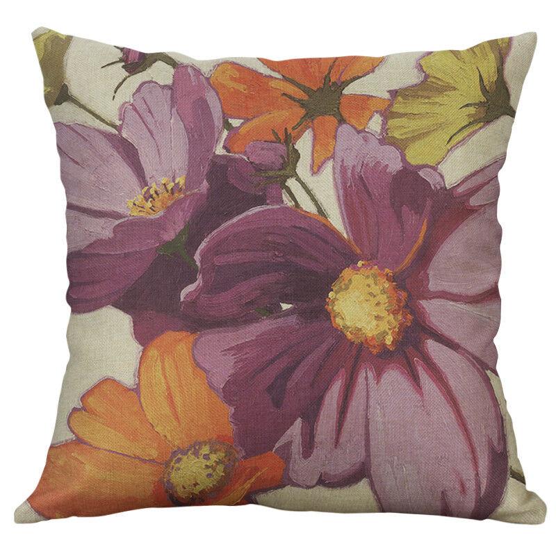 Premium Retro Flower Linen Pillow Case For Stylish Sofa Home Decor 18 Inches