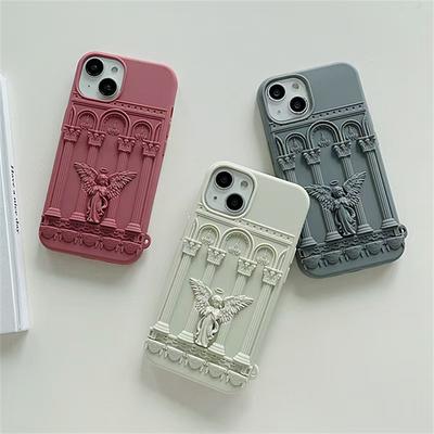 Retro Artwork 3D Angel Statue Phone Case For Iphone 16 15 14 Plus 13 12 Pro Max Literature Trendy Silicone Soft Cover