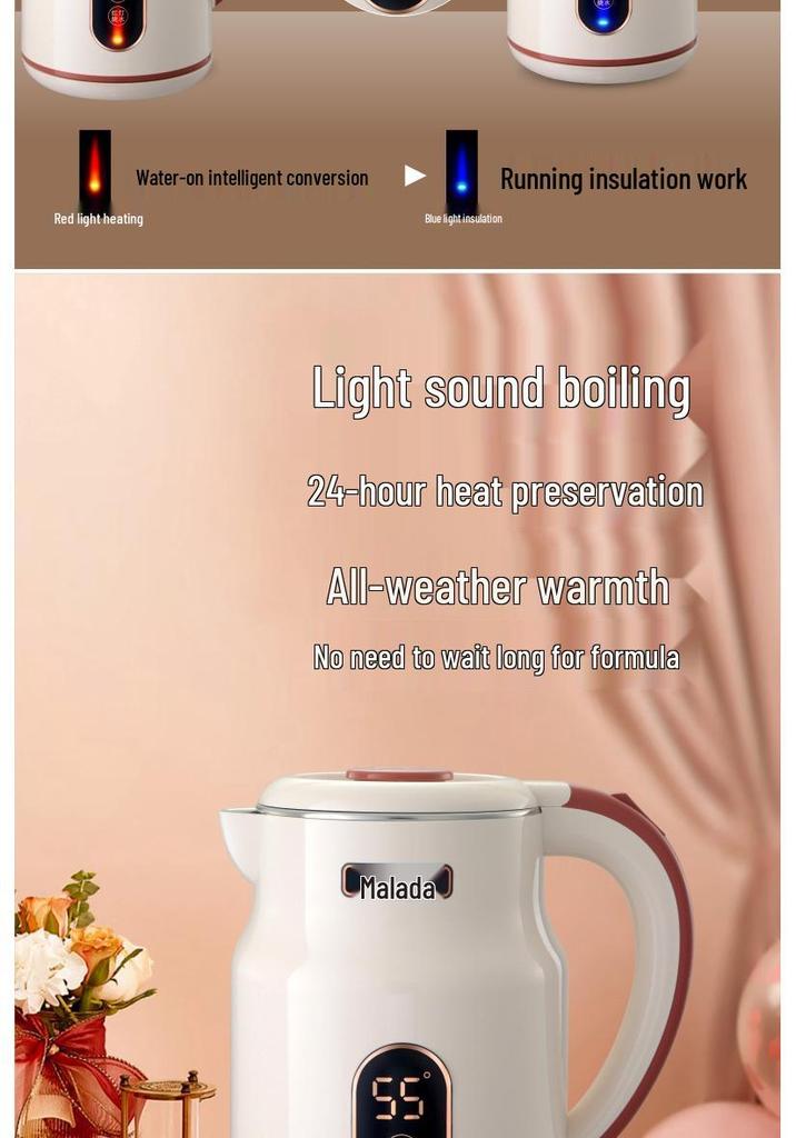 Stainless Steel Electric Kettle with Boil & Keep-Warm Functions, Large Capacity, Baby & Pregnancy Safe, Boil & Constant Temperature Pot