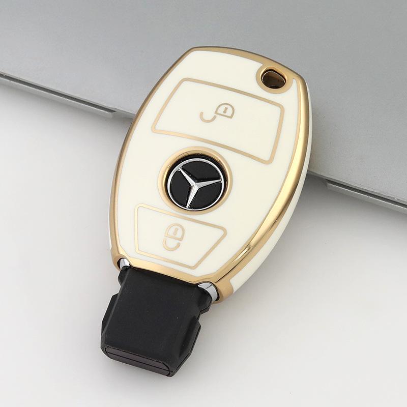 Applicable To Mercedes-Benz Key Case C200L Key Case CLA Female GLA200 Gold Edge Shell E-Class C-Class GLC260L Buckle Case