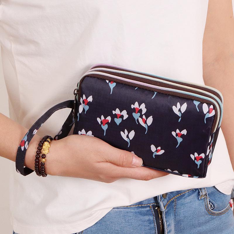 Mode Tryck Multifunktionell Clutch: Trelagers telefonväska, lång plånbok, myntfack, handväska - Rymmer stora telefoner