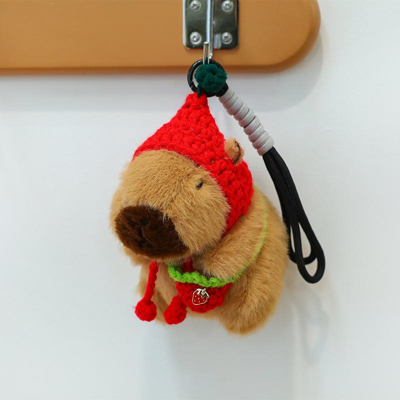 Capybara Plush Doll Keychain – Adorable Knitted Street Stall Gift