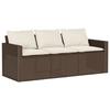 VidaXL Garden Sofa with Cushions 3-Seater Brown Wicker, Outdoor Sofa, Garden Sofa 3-Seater, Sofa 366342