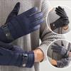 Autumn and Winter Plush Down Cloth Korean Edition Touchscreen Riding and Driving Windproof and Warm Suede Gloves