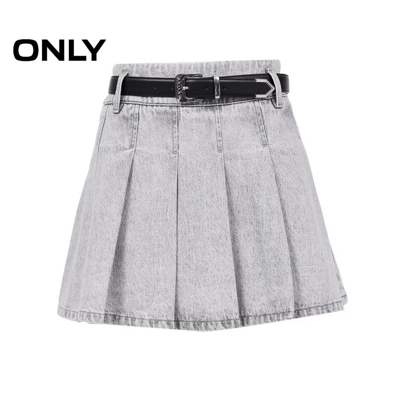 Only Women's Washed Denim A-Line Pleated Mini Skirt