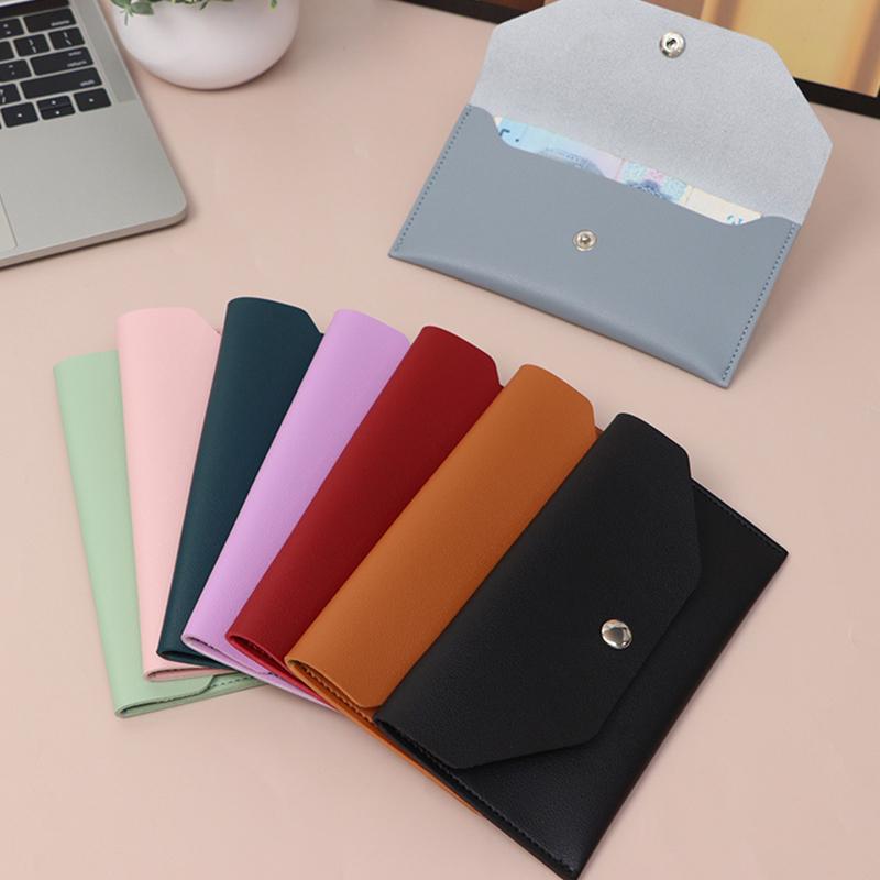 Ultra-Thin Cash Envelope Wallet For Male Female Wear-Resistant Pu Leather Money Binder Organizer Waterproof Money Pouch Holder