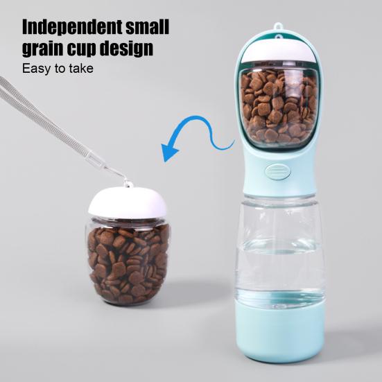 Dog Water Bottle with Food Container And Poop Bag Dispenser 3-in-1 Leak-Proof Portable Pet Water Dispenser for Walking Hiking Travel
