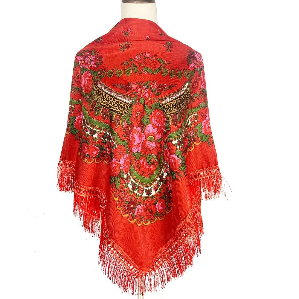 

120*120 см женский квадратный шарф с русским цветочным принтом красный