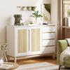 Sideboard, Storage Unit, 2 Doors, 4 Drawers, Adjustable Shelf, 120 x 40 x 86 cm, White and Oak