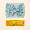 Baby golden velvet headband 2-piece set, cute new headscarf set, bow children's headband.