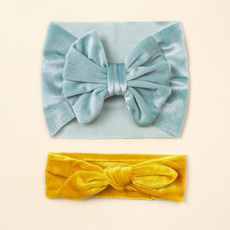 

Baby golden velvet headband 2-piece set, cute new headscarf set, bow children s headband.