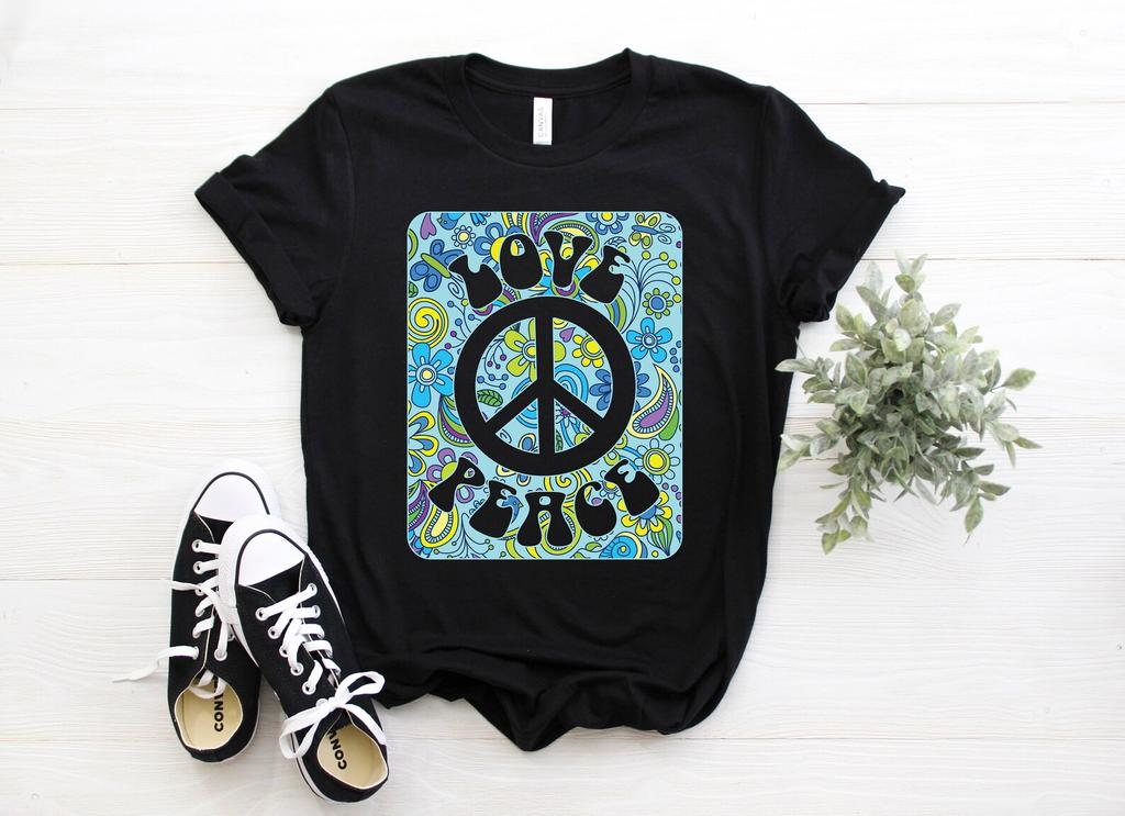 Hippie Love Peace Shirt, Vintage Retro Costume Hippy Soul Gift, Music Festival, Rainbow, Tie Dye, Tank Crop Top, Birthday Present, Travel,