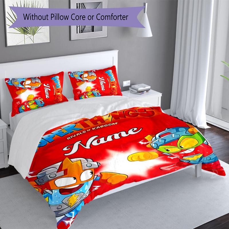3pcs Custom Name SuperZings Bedding Set,Includes 1 Duvet Cover and 2 Pillowcases,All-season Bedroom Decor