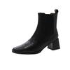 Short boots women's 2025 autumn and winter new square head thick heel middle heel Korean version sleeve versatile Martin commuter Chelsea boots