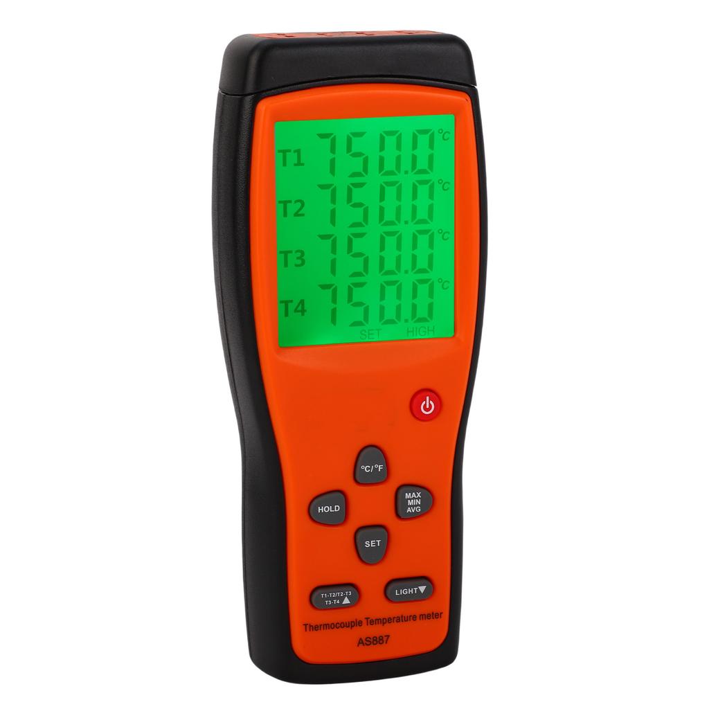 4 Channels Thermometer with 4 Probes K Thermocouple Contacting Type Digital Temperature Tester 2 Units Switching