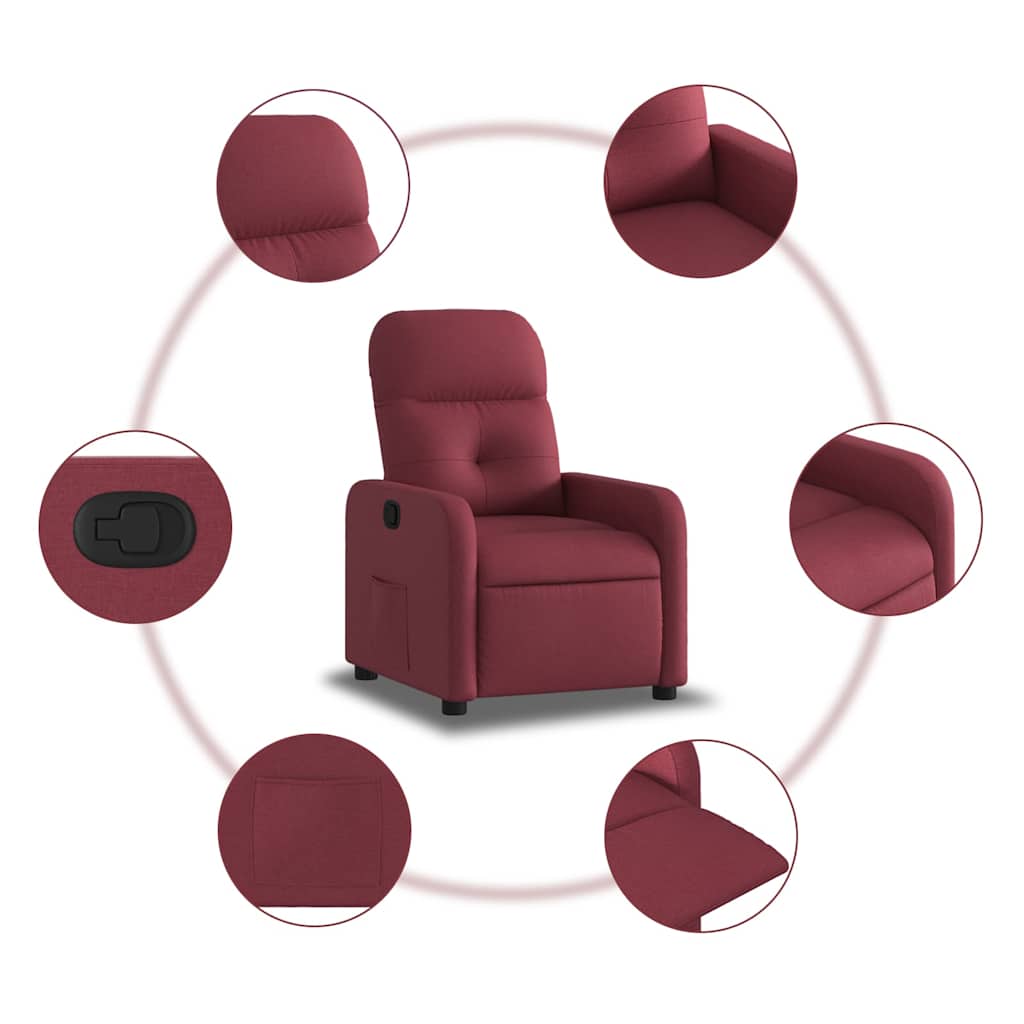 Relaxation Armchair Burgundy Fabric