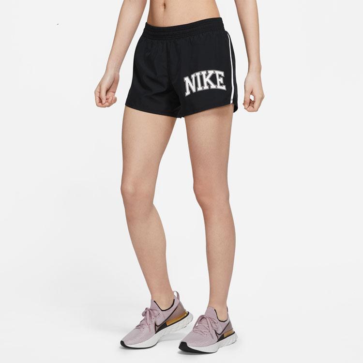 Nike Logo s abecedou Potisk Elastický pas Rovné šortky Dámské spodní díly Černá DQ6361-010