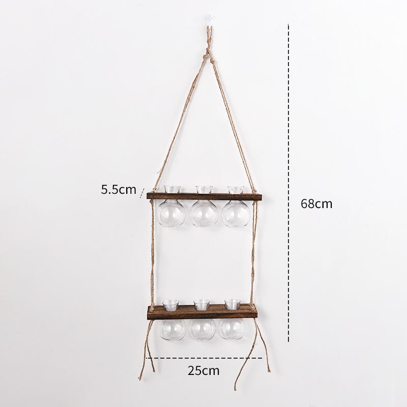 Ins Hydroponic Test Tube Vase Series Wall Mounted Wooden Frame Hydroponics Decorative Container Home Decoration Party Gift Vase