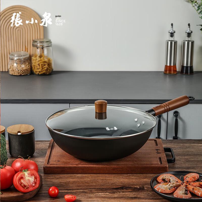 Zhang Xiaoquan 32cm Refined Iron Stir-Fry Wok with Visible Lid