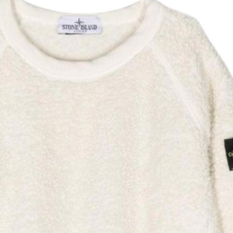 STONE ISLAND Logo Patch Crewneck Sweatshirt Kids Sweatshirt Ivory 771660143-V0097