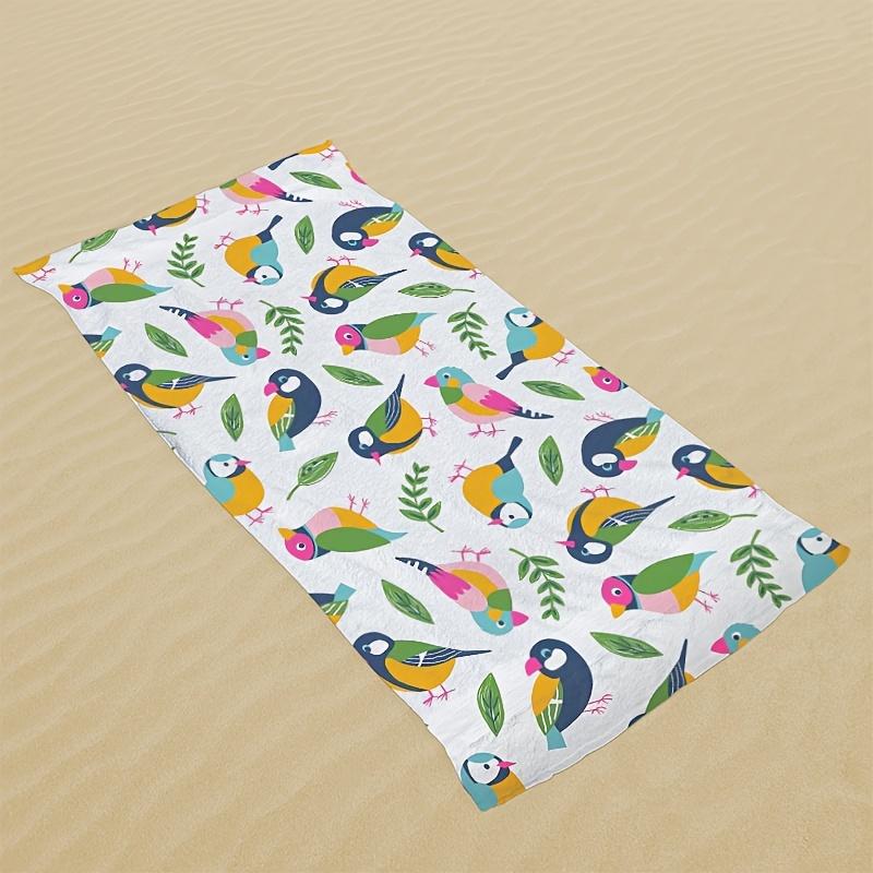 Colorful Bird Beach Towel, Soft Absorbent Quick Dry Microfiber for Seaside Pool Bathroom Camping Travel Yoga Gift