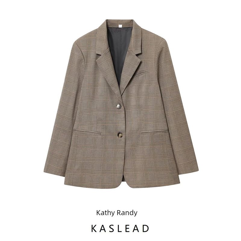 Kaslead New Women clothes Western Style Single-Breasted Flat Lapel Blended Suit Outerwear 1293033