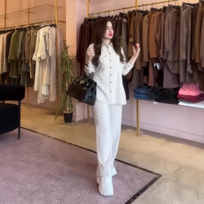 2025 Autumn Women's European & American Two-Piece: Loose Draping Denim Top & Casual Long Pants