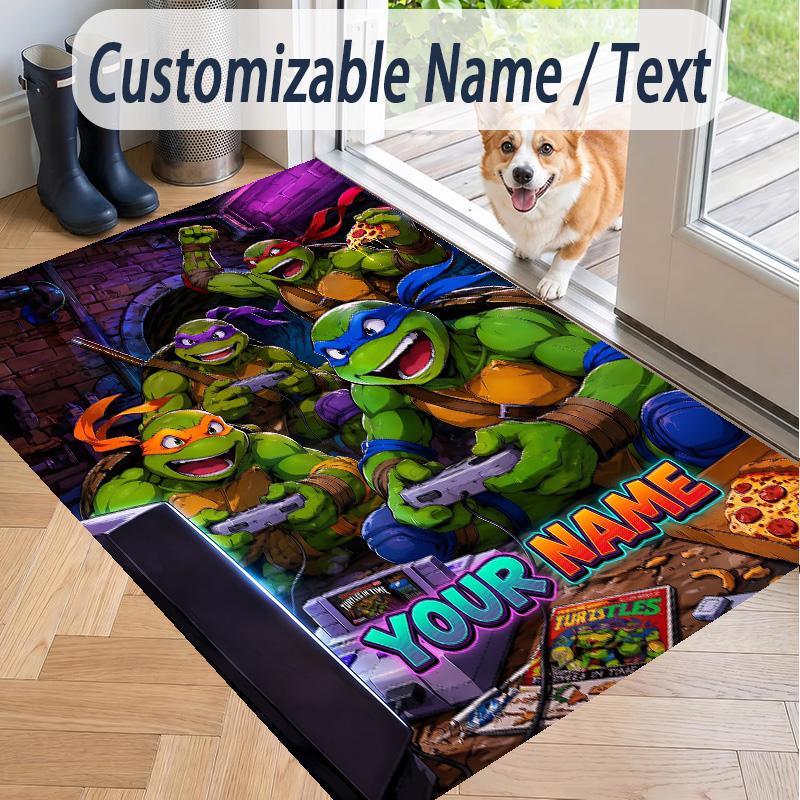 Custom Text Teenage Mutant Ninja Turtles Pattern Floor Rug Soft Indoor Carpet Mat Living Room Bedroom