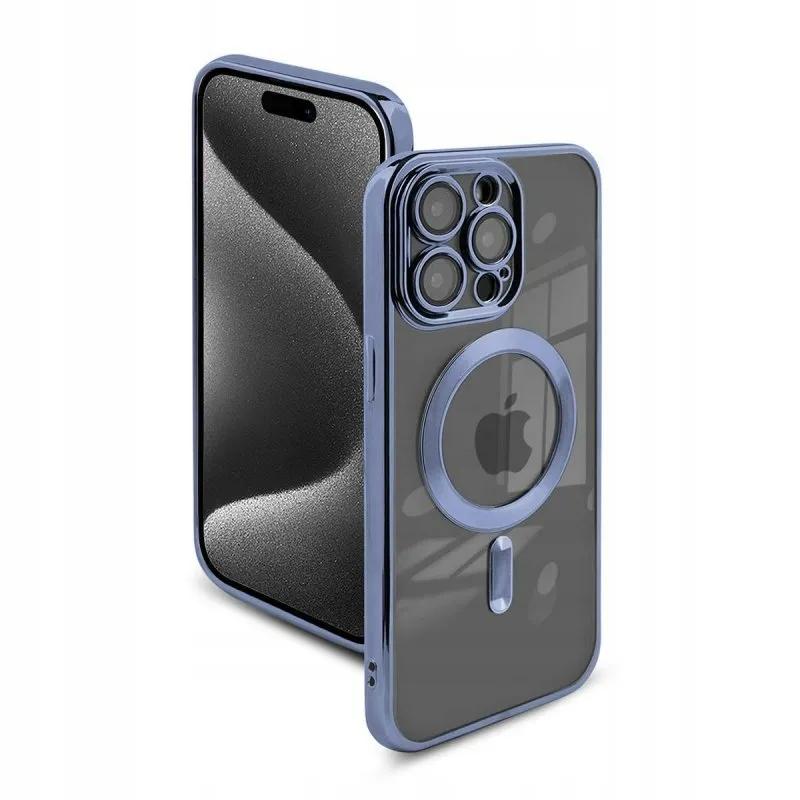 Case For Iphone 15 Pro Magsafe Reinforced Case Blue Case + Glass