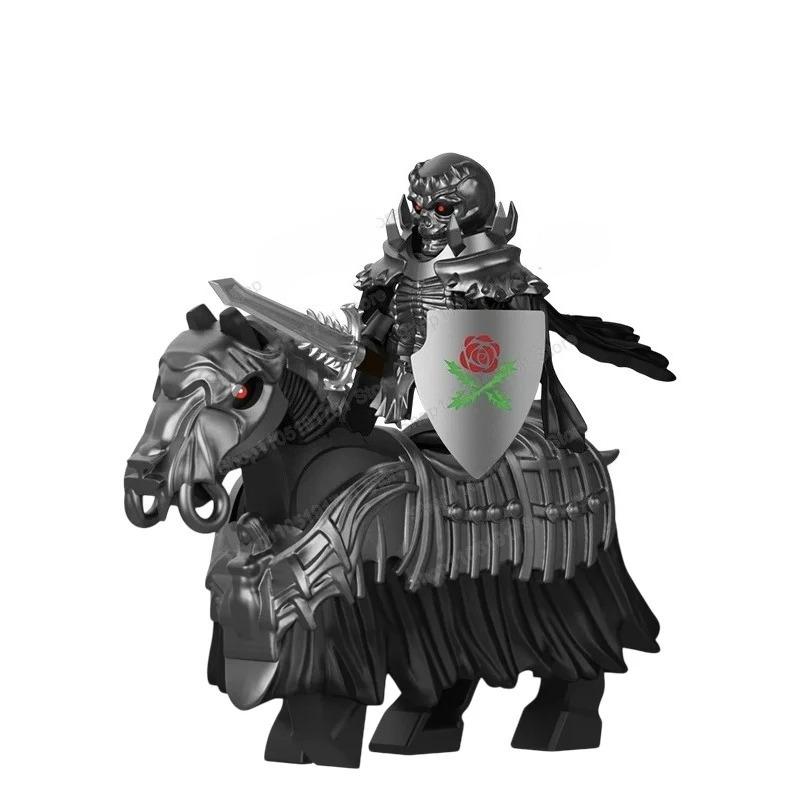 Medieval Skull Knight Skull Horse Building Block Stormy Legend Visceral Puzzle Action Doll Model Building Block Doll Toy Gift