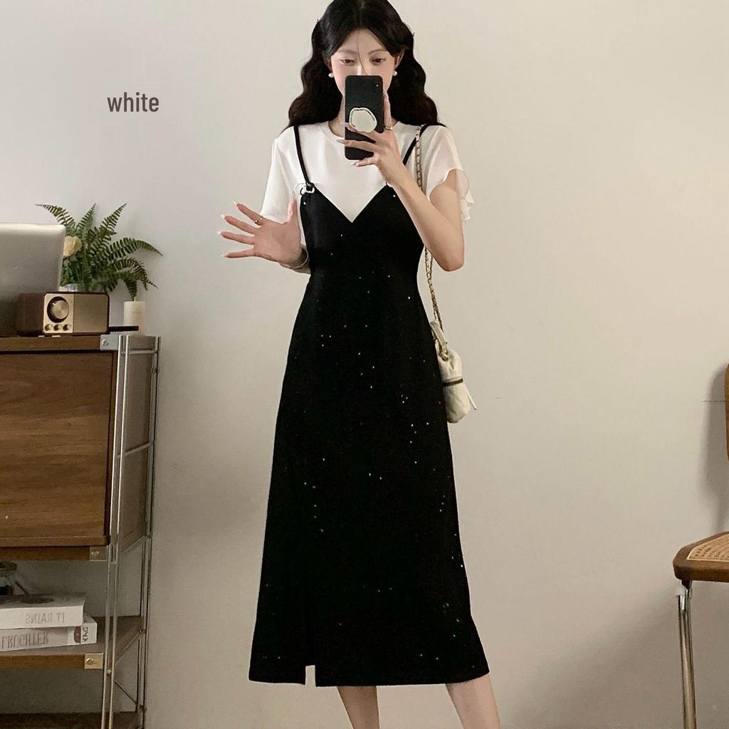 Plus Size Slimming Faux Two-Piece Long Dress - 2026 Summer Collection